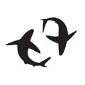 Shark vector silhouettes icon. Royalty Free Stock Photo