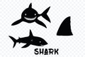 Shark vector silhouettes on a white background Royalty Free Stock Photo