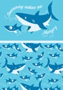 Sharks swimming.
