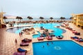 Sharm El Sheikh, Egypt - April 9 2017: The view of luxury hotel Barcelo Tiran Sharm 5 stars at day with blue sky Royalty Free Stock Photo