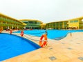 Sharm El Sheikh, Egypt - April 9, 2017: The view of luxury hotel Barcelo Tiran Sharm 5 stars at day with blue sky Royalty Free Stock Photo