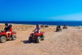 Sharm El Sheikh, Egypt - February 17, 2020: The people at quad tour in the desert in Egypt Royalty Free Stock Photo