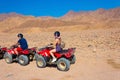 Sharm El Sheikh, Egypt - February 17, 2020: The people at quad tour in the desert in Egypt