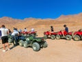 Sharm El Sheikh, Egypt - February 17, 2020: The people at quad tour in the desert in Egypt Royalty Free Stock Photo