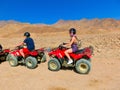 Sharm El Sheikh, Egypt - February 17, 2020: The people at quad tour in the desert in Egypt