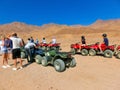 Sharm El Sheikh, Egypt - February 17, 2020: The people at quad tour in the desert in Egypt