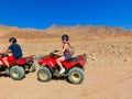 Sharm El Sheikh, Egypt - February 17, 2020: The people at quad tour in the desert in Egypt