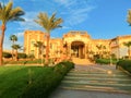 Sharm El Sheikh, Egypt - February 13, 2020: The view of hotel Queen Sharm Resort at day with blue sky