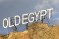 Sharm El Sheikh, Egypt - January, 2022: Old Egypt - neon sign on the hill. Haddaba is an old city in the Sinai Peninsula