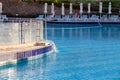 SHARM EL SHEIKH, EGYPT - March 18, 2019: Building, Concord Hotel. View of the beautiful pool with palm trees. Background for Royalty Free Stock Photo