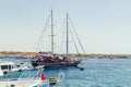 Sharm El Sheikh, Egypt May 08, 2019: Tourist pleasure boats in the harbor of Sharm El Sheikh Royalty Free Stock Photo