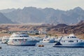 Sharm El Sheikh, Egypt May 08, 2019: Tourist pleasure boats in the harbor of Sharm El Sheikh Royalty Free Stock Photo