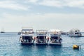 Sharm El Sheikh, Egypt May 08, 2019: Tourist pleasure boats in the harbor of Sharm El Sheikh Royalty Free Stock Photo