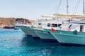 Sharm El Sheikh, Egypt May 08, 2019: Tourist pleasure boats in the harbor of Sharm El Sheikh Royalty Free Stock Photo