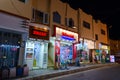 Shops and residential upper floors in houses on street in Old Market, Sharm El Sheikh, Egypt