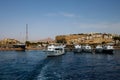 Boat with tourists near the Tiran Island