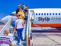 Sharm El Sheikh, Egypt - September 15, 2020: SkyUp Airlines Boeing 737-800 aircraft on the parking area at International Airport