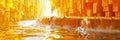Sharp angled hexagons creating a cascading waterfall in vivid shades of orange and yellow