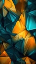 Sharp Angles in Dark Blue and Amber: An Abstract Background in the Style of Dark Gray and Teal.