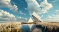 Sharp angular marshes contrast against soft dreamlike backgrounds