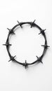 Sharp barbed wire circle, clean white background, sharp points, security Royalty Free Stock Photo