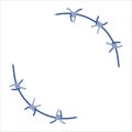 Sharp barbed wire fence barrier frame illustration Royalty Free Stock Photo