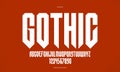 Sharp and bold tall gothic font for logo creation of for headlines, edgy geometric modern vector condensed typeface, heavy metal