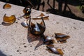 Sharp broken glass from a beer bottle Royalty Free Stock Photo