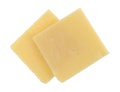 Sharp cheddar cheese on a white background