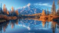 The sharp clarity of a mountain reflected in a still lake. Royalty Free Stock Photo