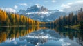 The sharp clarity of a mountain reflected in a still lake. Royalty Free Stock Photo