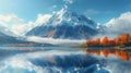 The sharp clarity of a mountain reflected in a still lake. Royalty Free Stock Photo