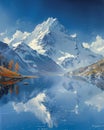 The sharp clarity of a mountain reflected in a still lake Royalty Free Stock Photo