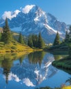 The sharp clarity of a mountain reflected in a still lake Royalty Free Stock Photo