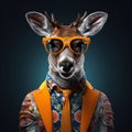 Sharp And Clever: A Photorealistic Fantasy Portrait Of A Deer In Glasses And Floral Suit