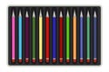 Sharp color pencils flat vector illustration. Colorful artist items isolated on white background. Bright drawing tools