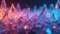 Sharp crystal shards in neon pink and blue light. Geometric mineral formations with bokeh effects. Abstract background for Royalty Free Stock Photo