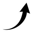 Sharp curved arrow icon. Vector black rounded arrow. Direction pointer