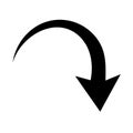 Sharp curved arrow icon. Vector black rounded arrow. Direction pointer Royalty Free Stock Photo