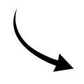 Sharp curved arrow icon. Vector black rounded arrow. Direction pointer Royalty Free Stock Photo