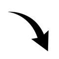 Sharp curved arrow icon. Vector black rounded arrow. Direction pointer Royalty Free Stock Photo