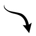 Sharp curved arrow icon. Vector black rounded arrow. Direction pointer Royalty Free Stock Photo