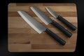 Cutting knives set on a chopping board