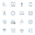 Sharp decision linear icons set. Rational, Clear-headed, Judicious, Resolute, Calculated, Firm, Wise line vector and Royalty Free Stock Photo