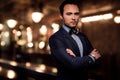 Sharp dressed dandy in night club Royalty Free Stock Photo