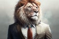 Sharp-Dressed Feline: A Stylish 3D Lion in Pinstripes