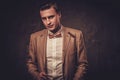 Sharp dressed man wearing jacket and bow tie Royalty Free Stock Photo