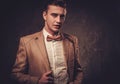 Sharp dressed man wearing jacket and bow tie Royalty Free Stock Photo