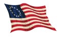 Waving Aged Betsy Ross Flag Isolated Vector Illustration