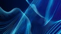 Sharp electric-blue glowing lines crossing in curved wave pattern Royalty Free Stock Photo